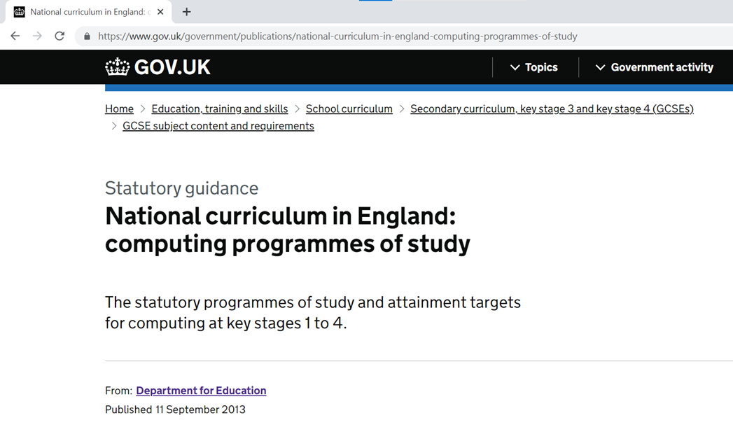 2013 National Curriculum in Computing